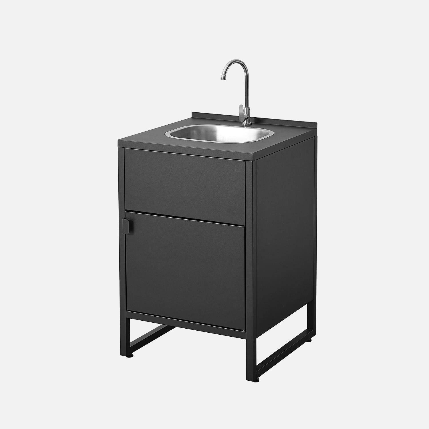 Kea - Cocina exterior de acero con fregadero y 1 puerta, 60cm