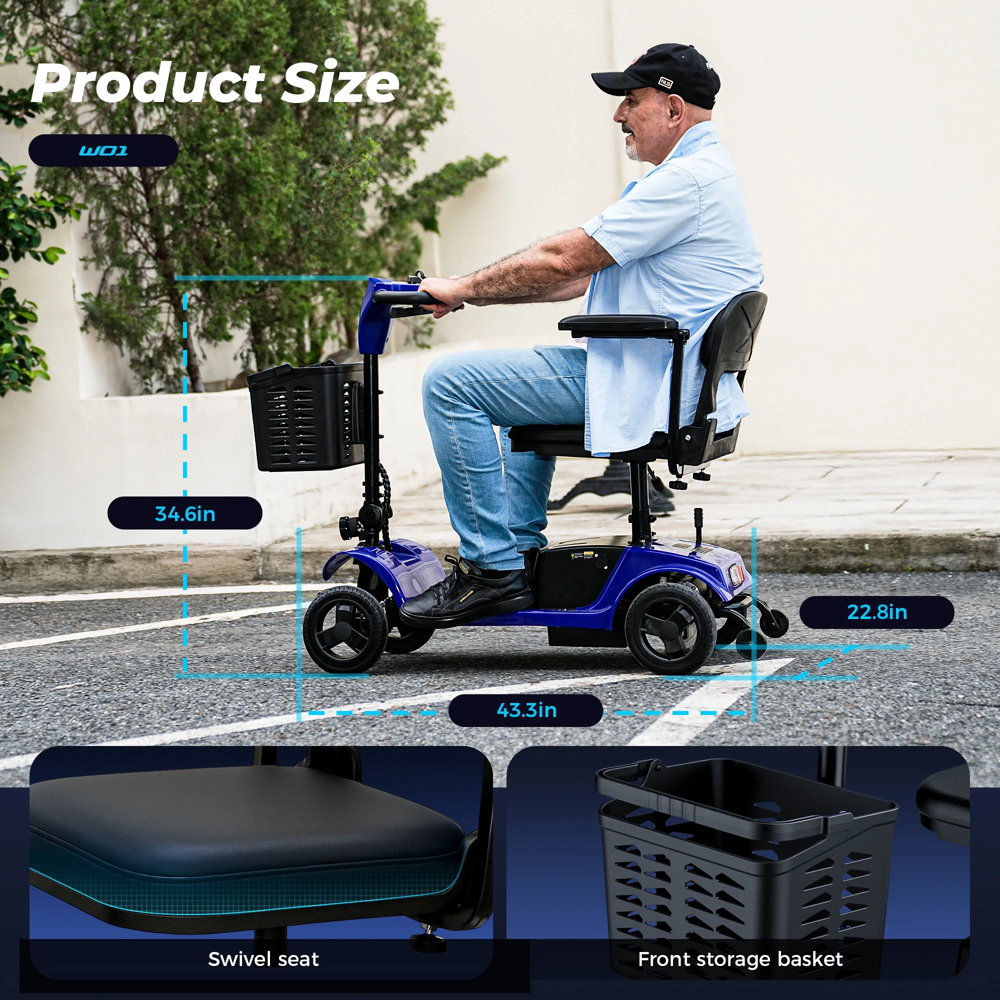 iScooter 4 Wheel Mobility Scooter for Seniors, Wider Seats & Foldale Electric Wheelchair Device for Travel, Upgraded for Superior Performance, Red - Image 13
