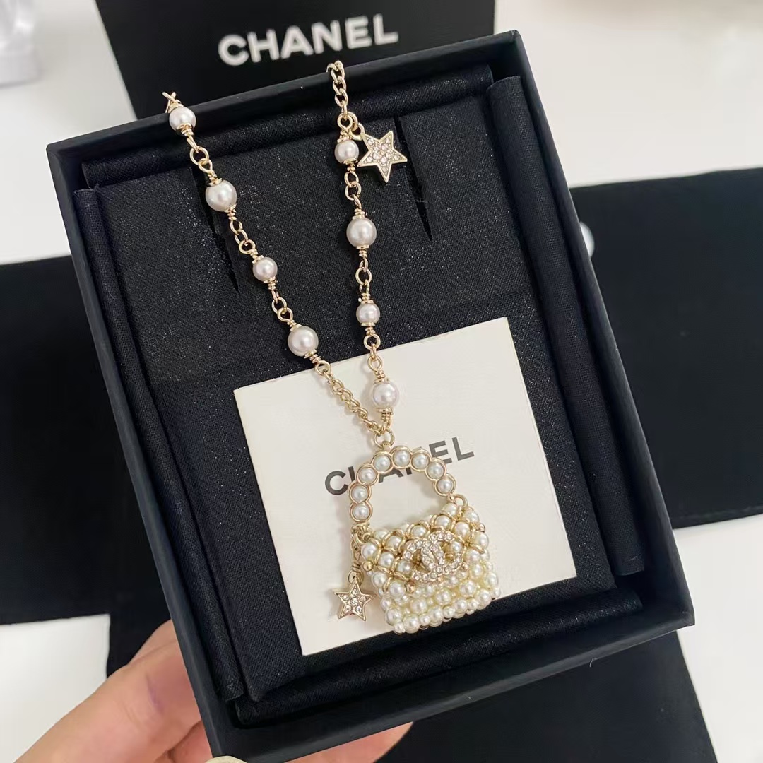Chanel Pearl Bag Pendant Necklace - Original Replica Club