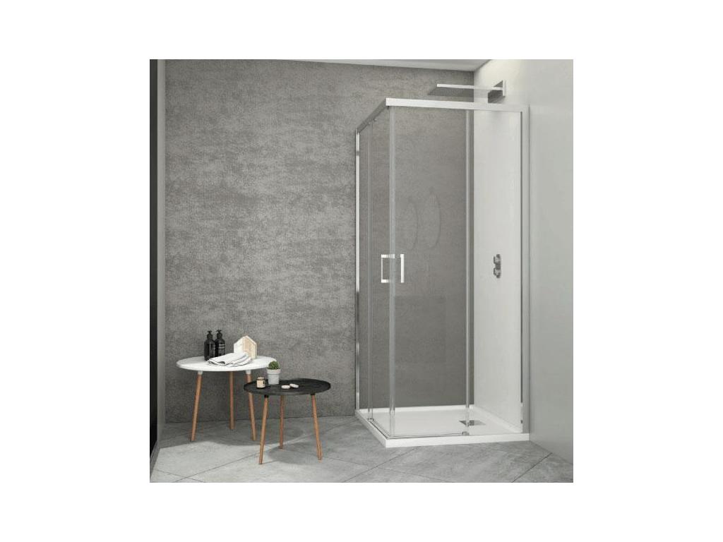 Angular de ducha 2 Fijos + 2 Puertas Correderas JOHNSON 120 cm Cristal transparente