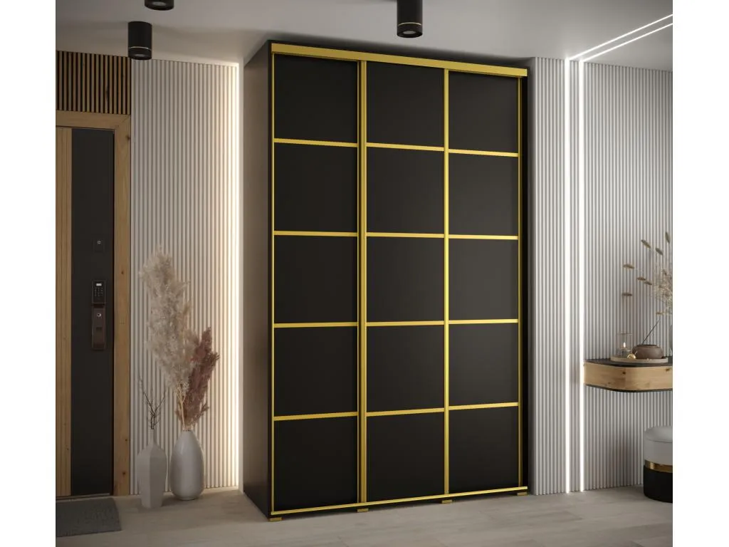 ARMARIO Habitarluz 4 DE PUERTAS CORREDERAS 235.2/160/45 3 puertas (Negro/Negro/Oro) 79745KDPE