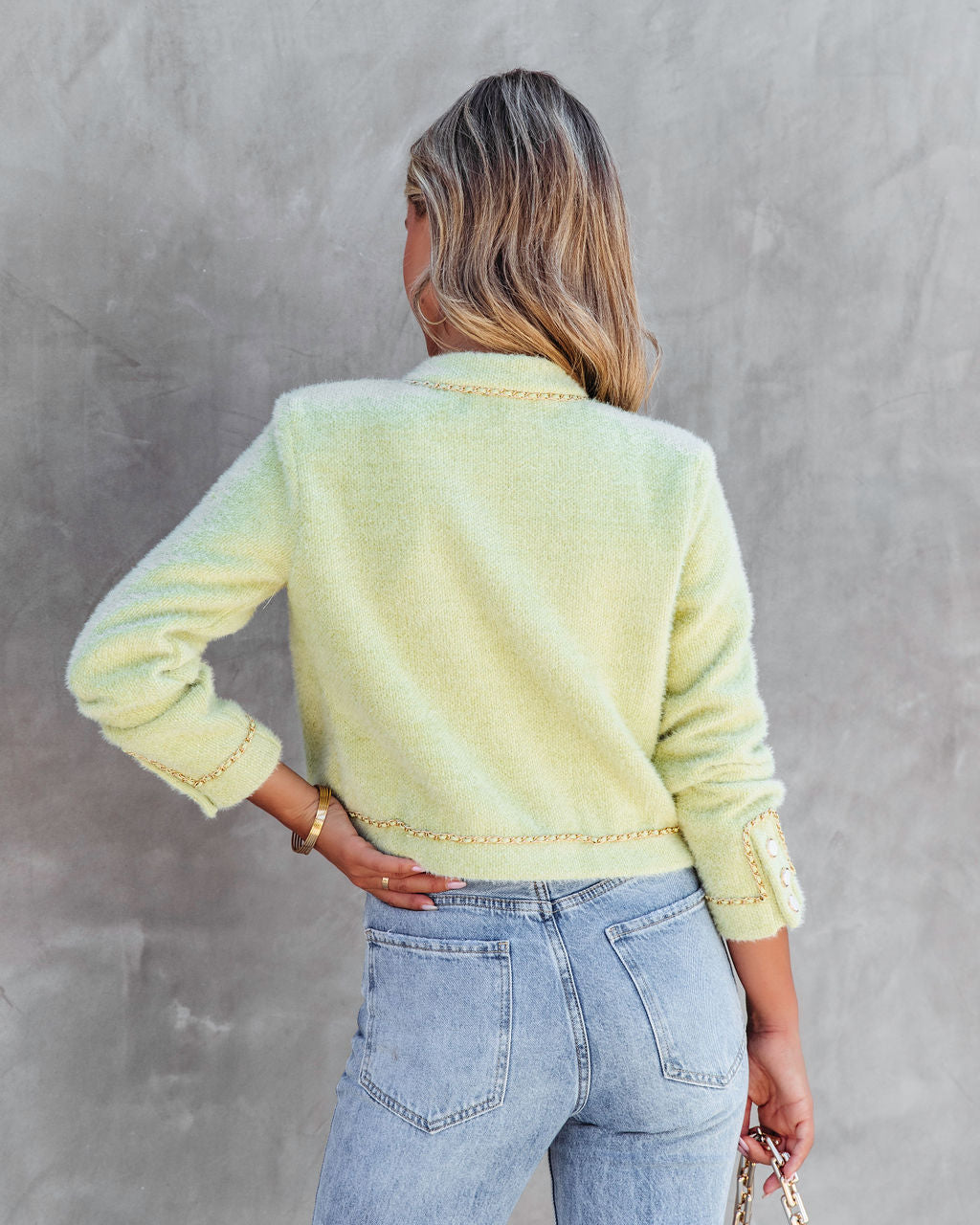 Mademoiselle Chain Link Trim Jacket - Pistachio - FINAL SALE - Se7enfashion