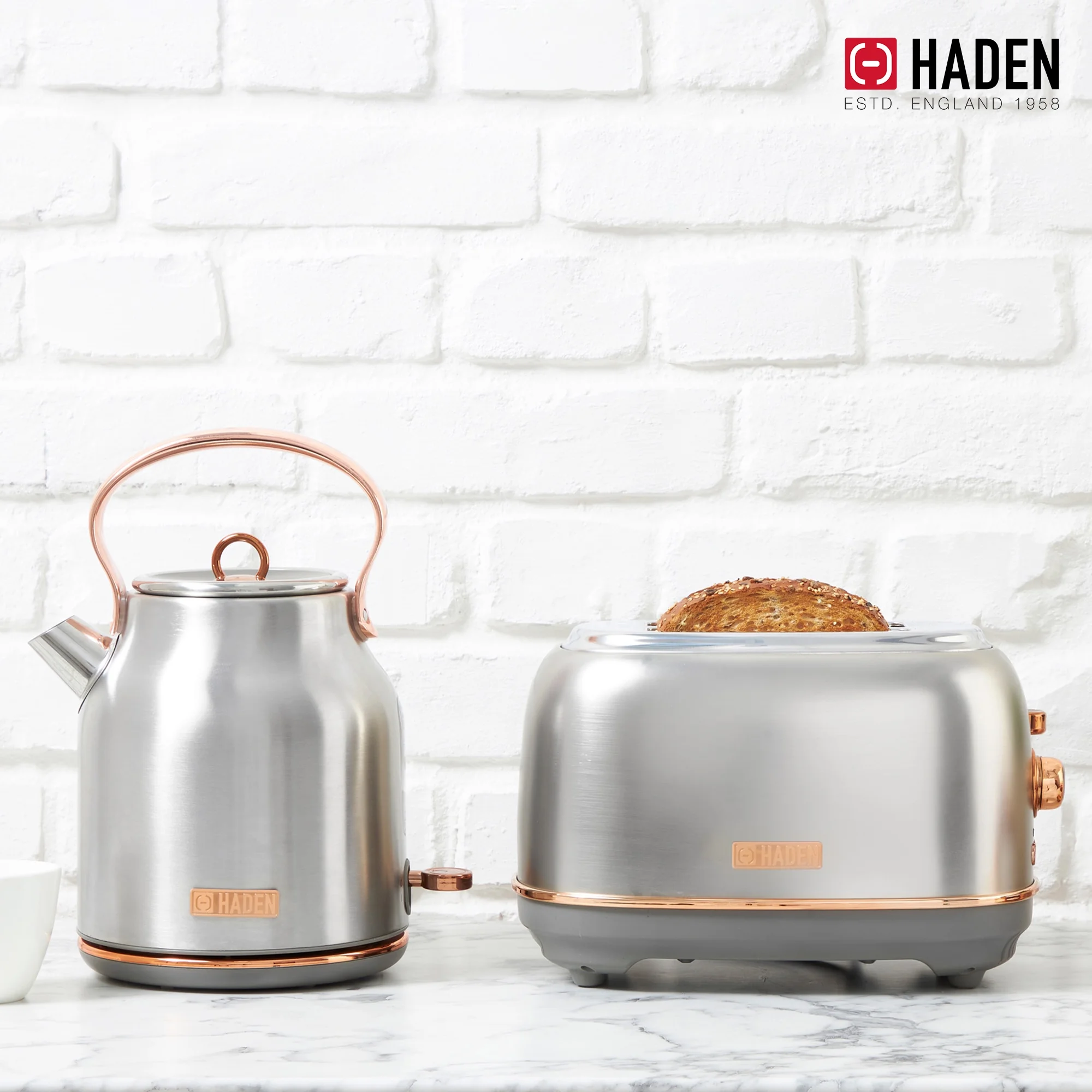 Haden Heritage 1.7 Liter Electric Kettle with 2 Slice Bread Toaster, White - Image 22