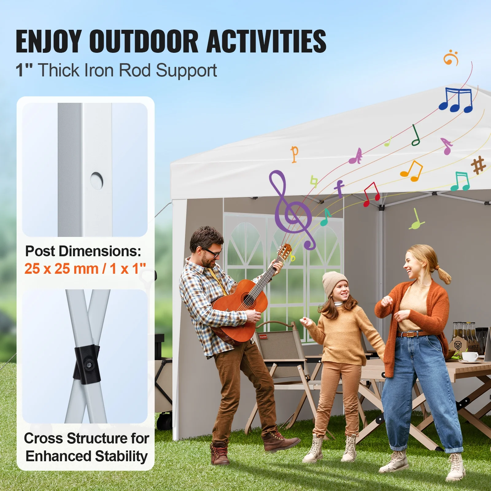 KFFKFF 10 x 10 FT Pop-Up Canopy Tent with Adjustable Height, 3 Sidewalls, and 2 Ventilated Windows, Portable Outdoor Shelter for Events, Patio, Backyard, Parties, and Parking - Image 3