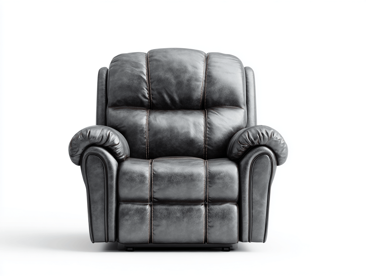 Sillón reclinable eléctrico de piel gris oscuro 95×98×102 cm – con un cojín de respaldo – mecanismo de reclinación motorizado