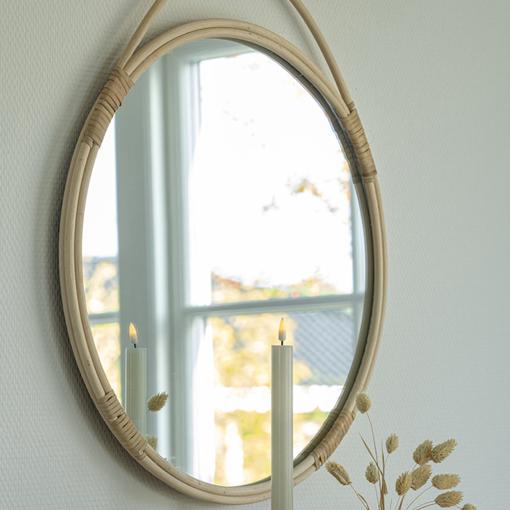 Artichok Lux Ronde Rotan Wandspiegel Ø 50 cm - Naturel