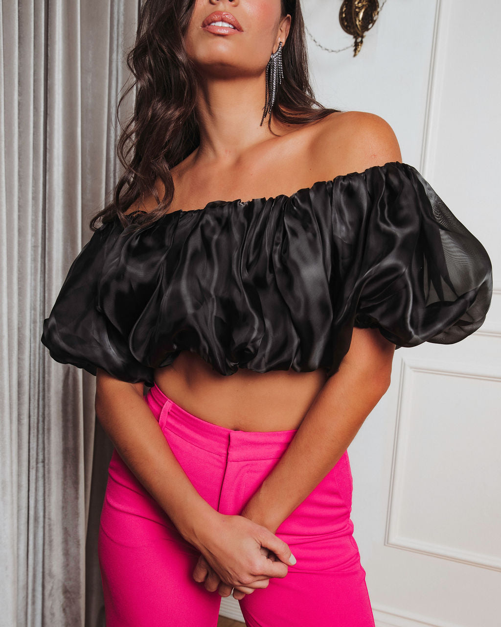 Stellan Off The Shoulder Crop Top - Black - FINAL SALE - Se7enfashion