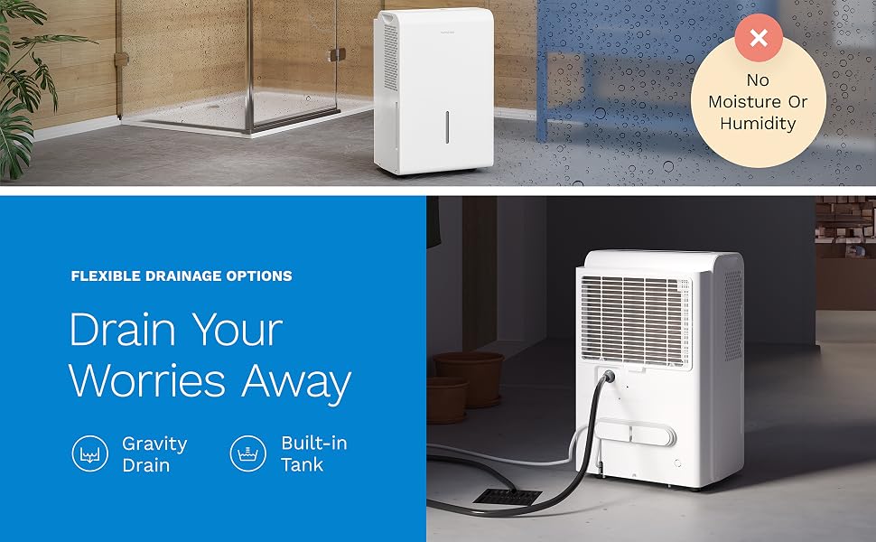 hOmeLabs Dehumidifier 50 pint flexible drainage options