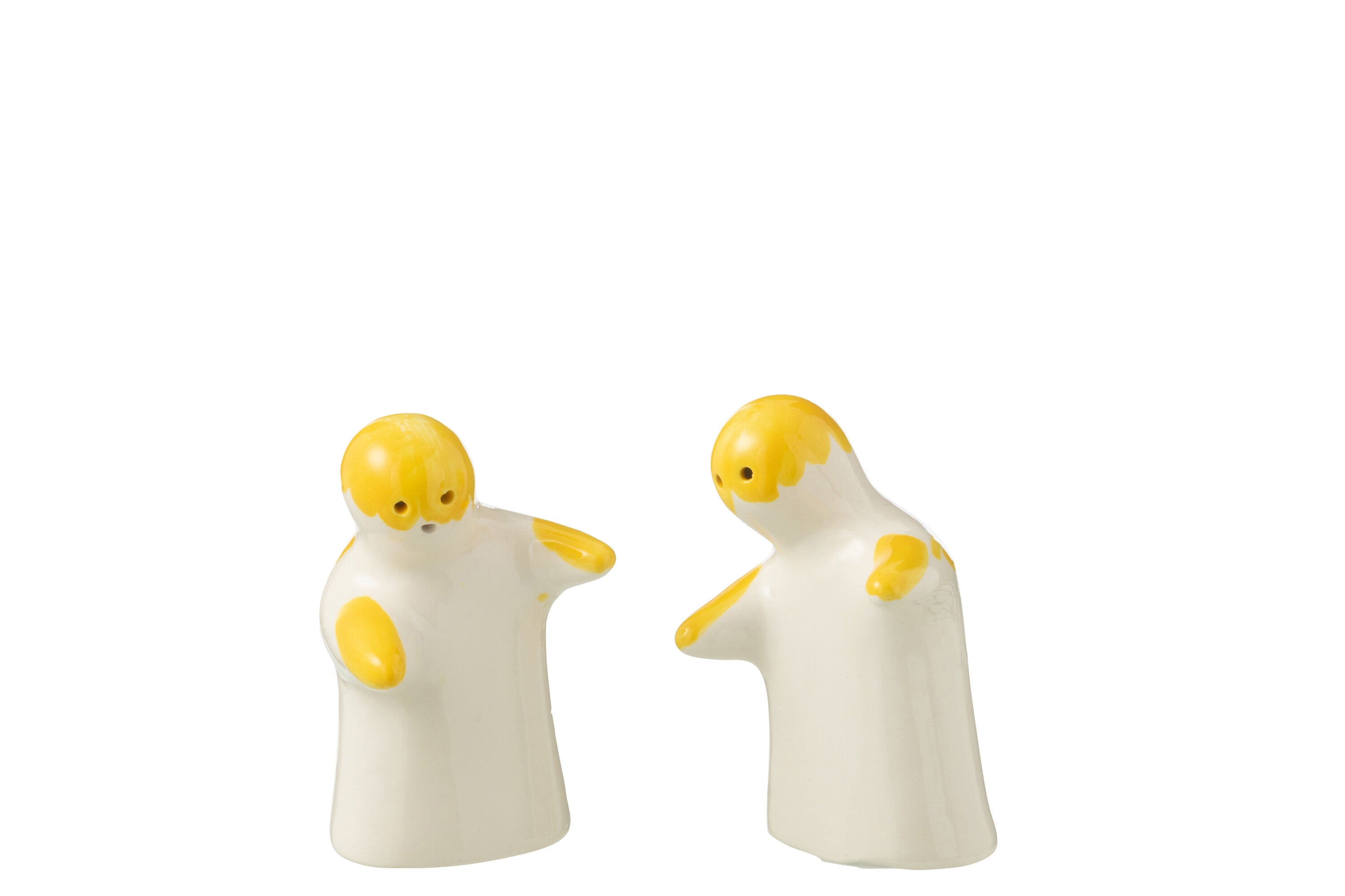 J-Line peper- & zoutstellen Granada - keramiek - wit geel