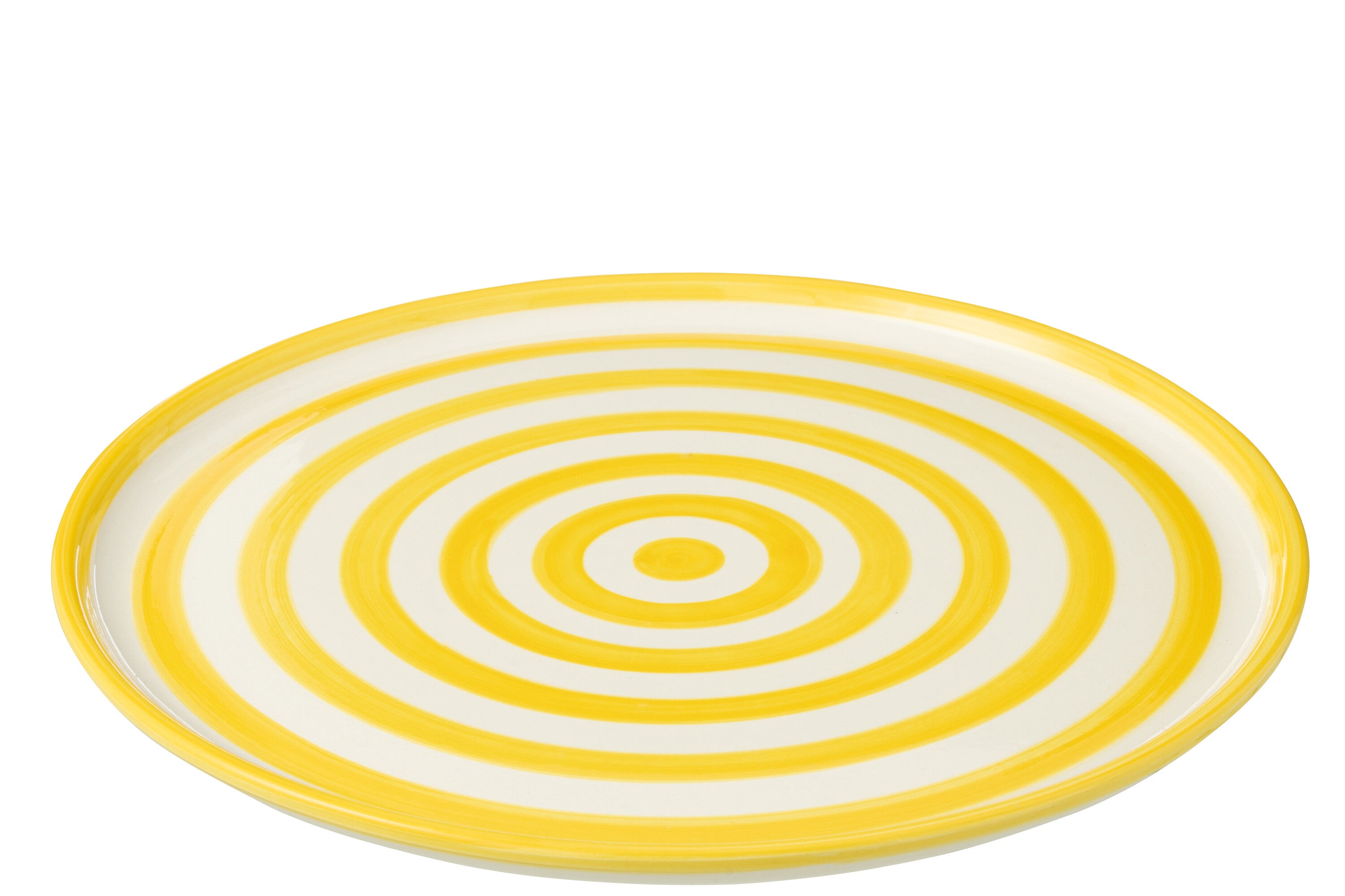 J-Line bord Granada Stripes - keramiek - wit geel