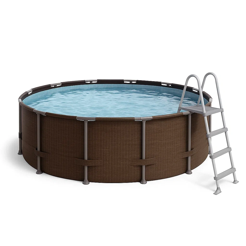 Piscina tubular redonda desmontable 298x96 cm Color Marrón/Gris con filtro y escalera OswFSay242GL
