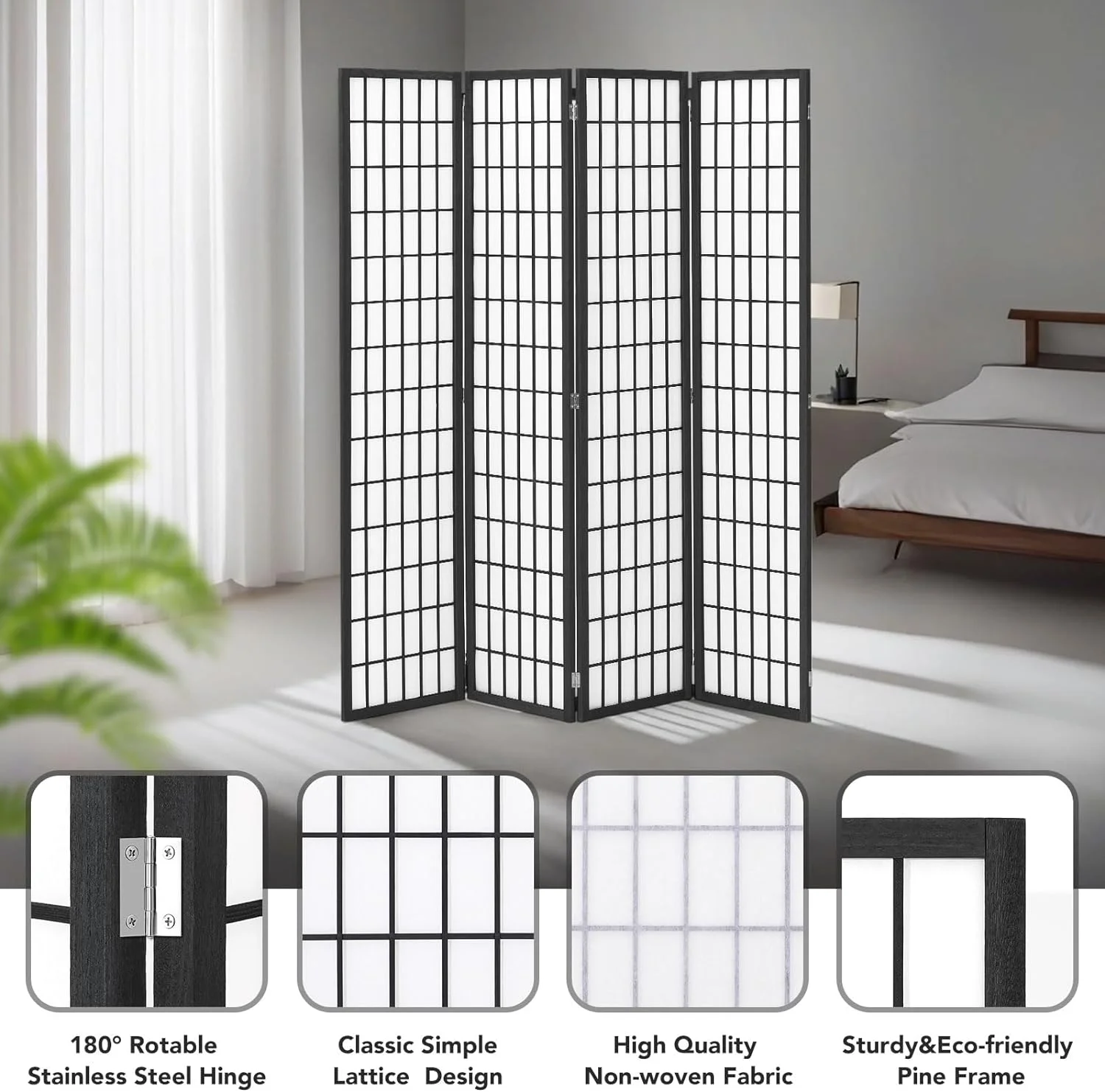 JOSTYLE Room Divider Wall Shoji Screen, 6 Panel Folding Privacy Screen for Room Separation, Japanese Wood Room Divider Screen, 5.9 Ft, Natural - Image 11