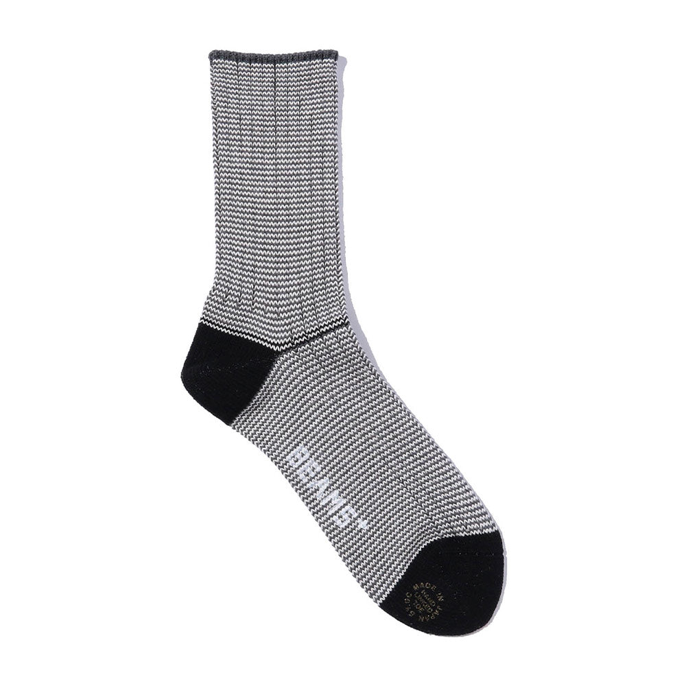 Beams Plus - Chaussettes Rib Pinstripe - Noir & Blanc