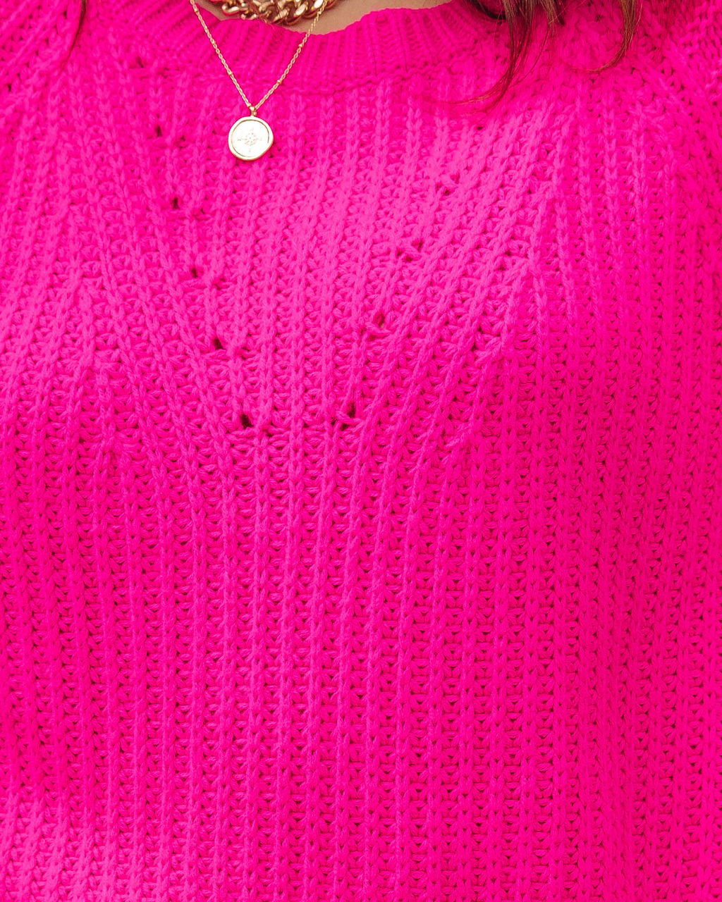 Hype Gal Knit Pullover Sweater - Neon Pink - Se7enfashion