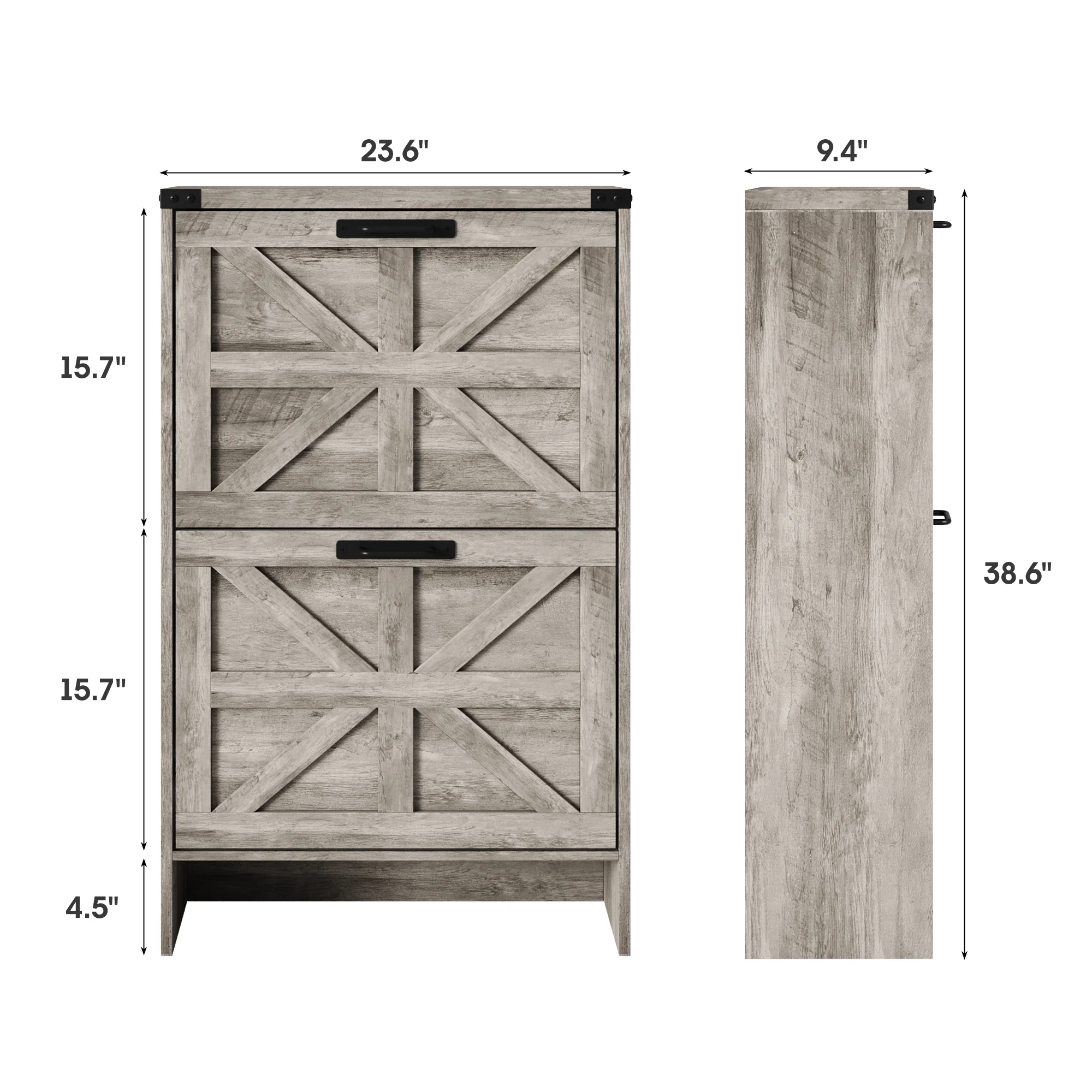 VEANERWOOD Shoes Storage Cabinet With Doors, Farmhouse Shoe Cabinet With 2 Flip Drawers For Entryway,Gray - Image 32