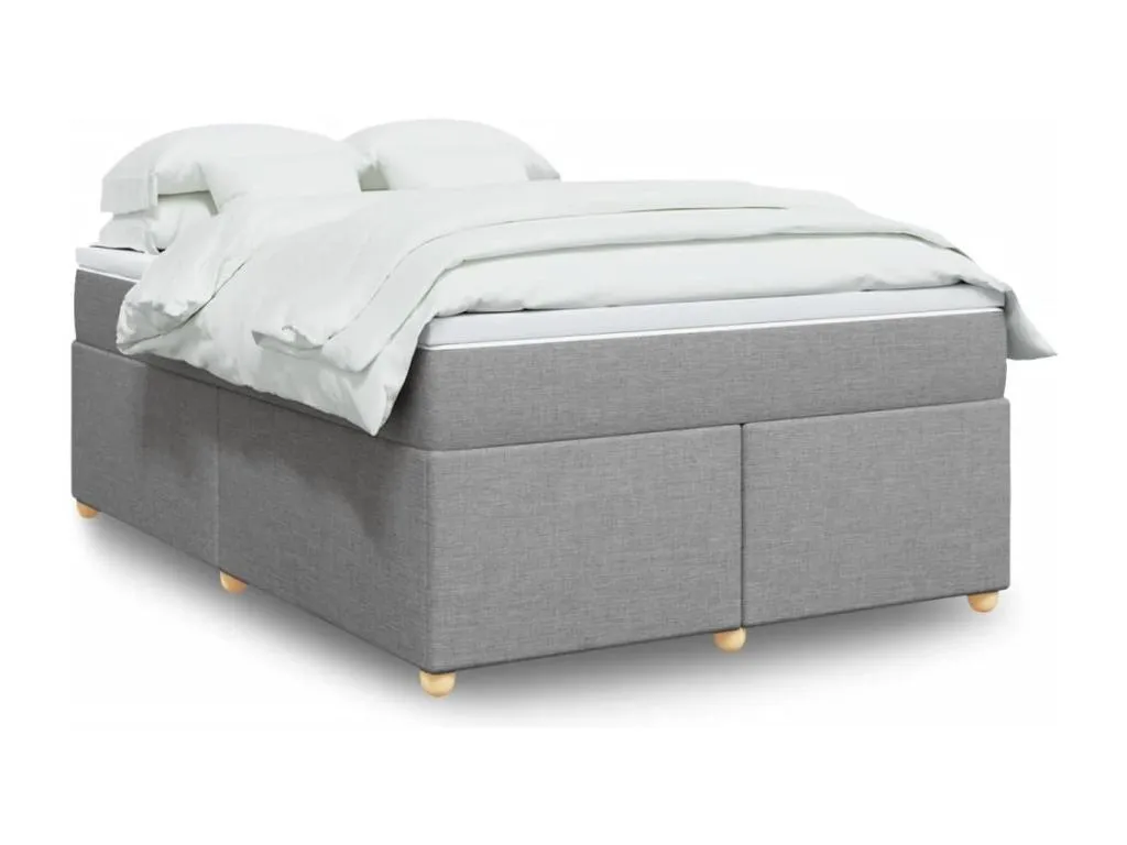 Cama box spring con colchón tela gris claro 140x200 cm dzh3521882