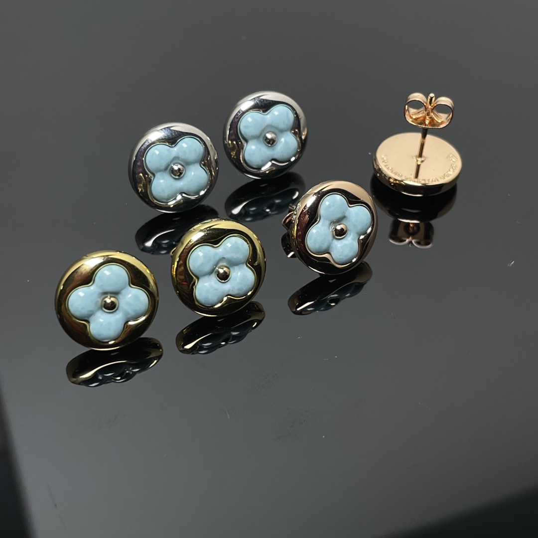 Louis Vuitton Blue Amazonite Stud Earrings - Original Replica Club