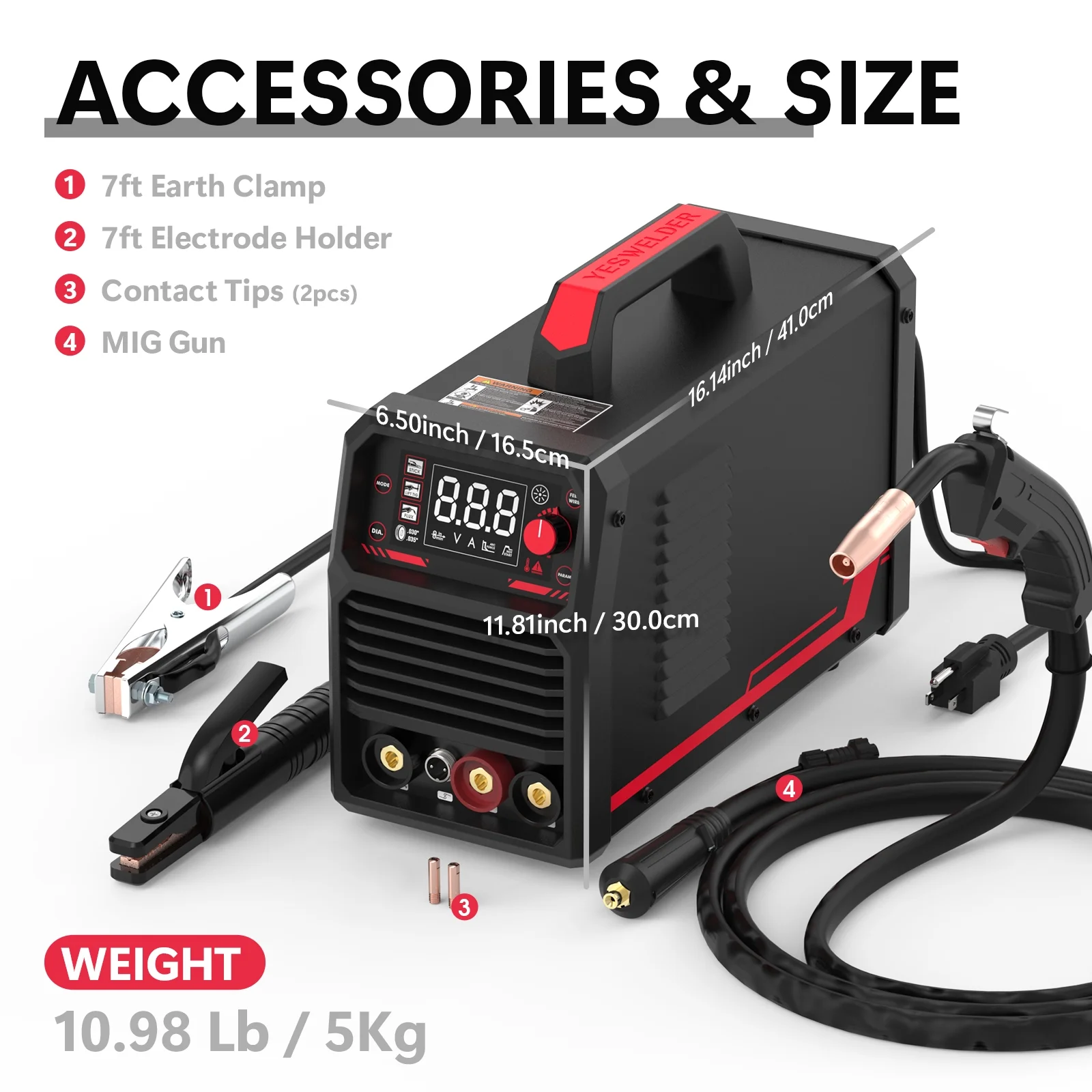 YesWelder 135A Flux Welding Kit, Includes Welder, Gloves, and Wire, Black - Image 8