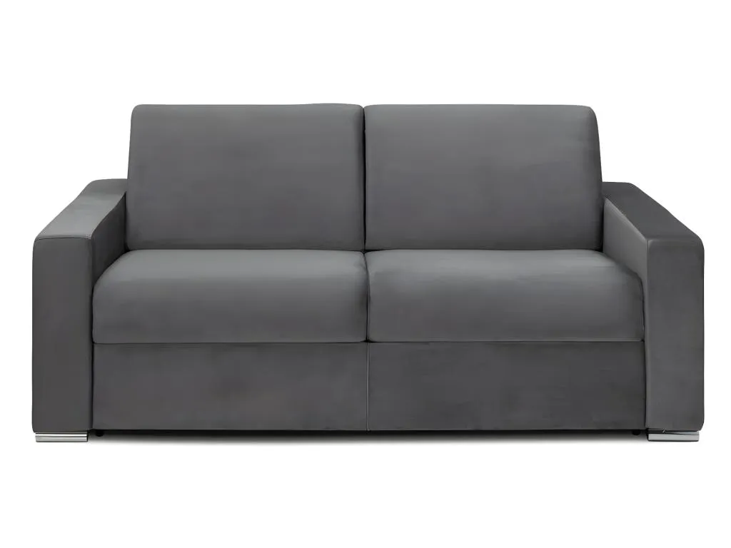 Sofá cama de 3 plazas estilo italiano Biocasahogar – Terciopelo antracita – Colchón viscoelástico de 22 cm – Cama de 140 cm QR2921315