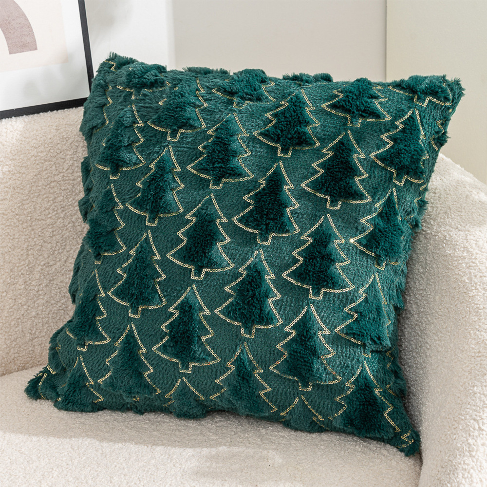 Luxury Christmas Throw Pillow Covers Soft Knit Plush Tufted Embossed Santa Tree Elk Square Decor Cushion Covers For Sofa Bedroom