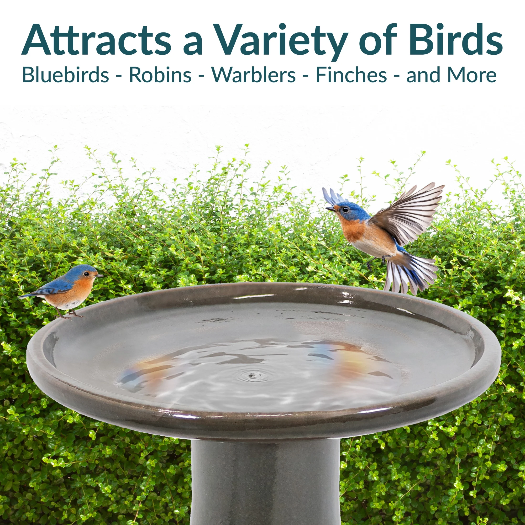 Sunnydaze Freestanding Ceramic Outdoor Bird Bath, Glazed, UV-Resistant Galaxy Blue Finish - Image 54