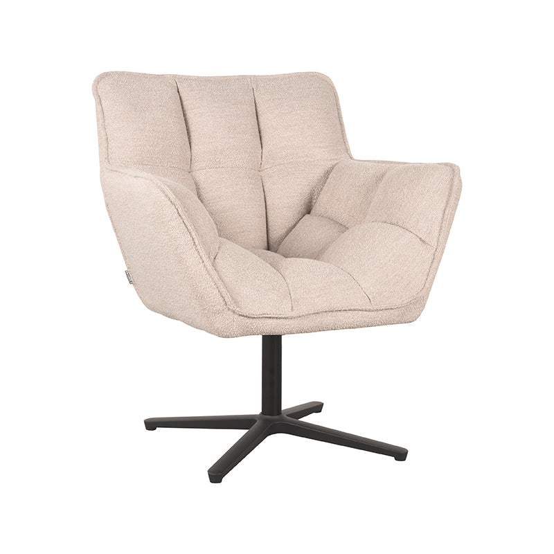 LABEL51 - Draaifauteuil Ian - Naturel Boucle - Zwart Metaal