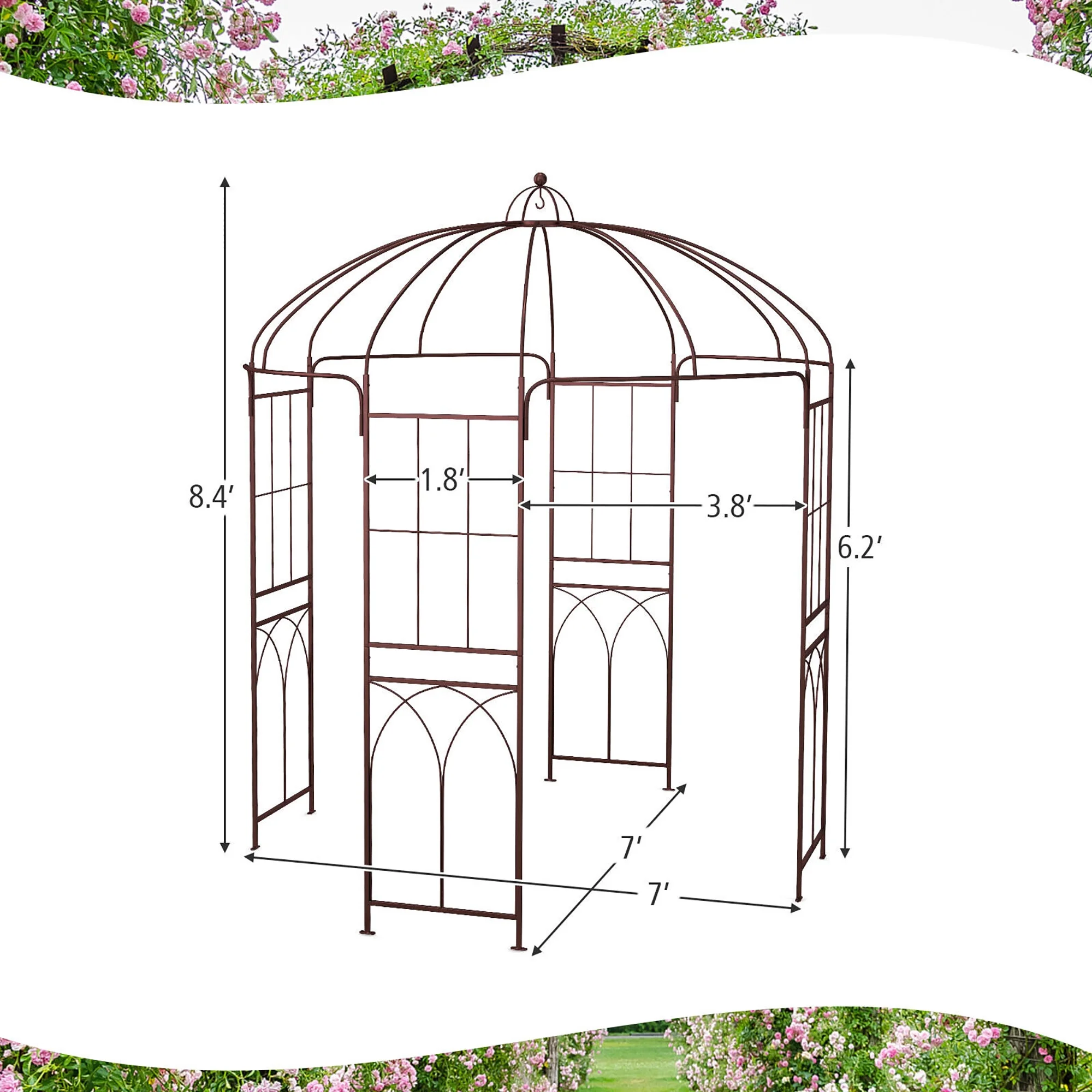 Gymax Birdcage Shape Garden Arbor Pergola Climbing Plants Stand Rack for Wedding Party - Image 2