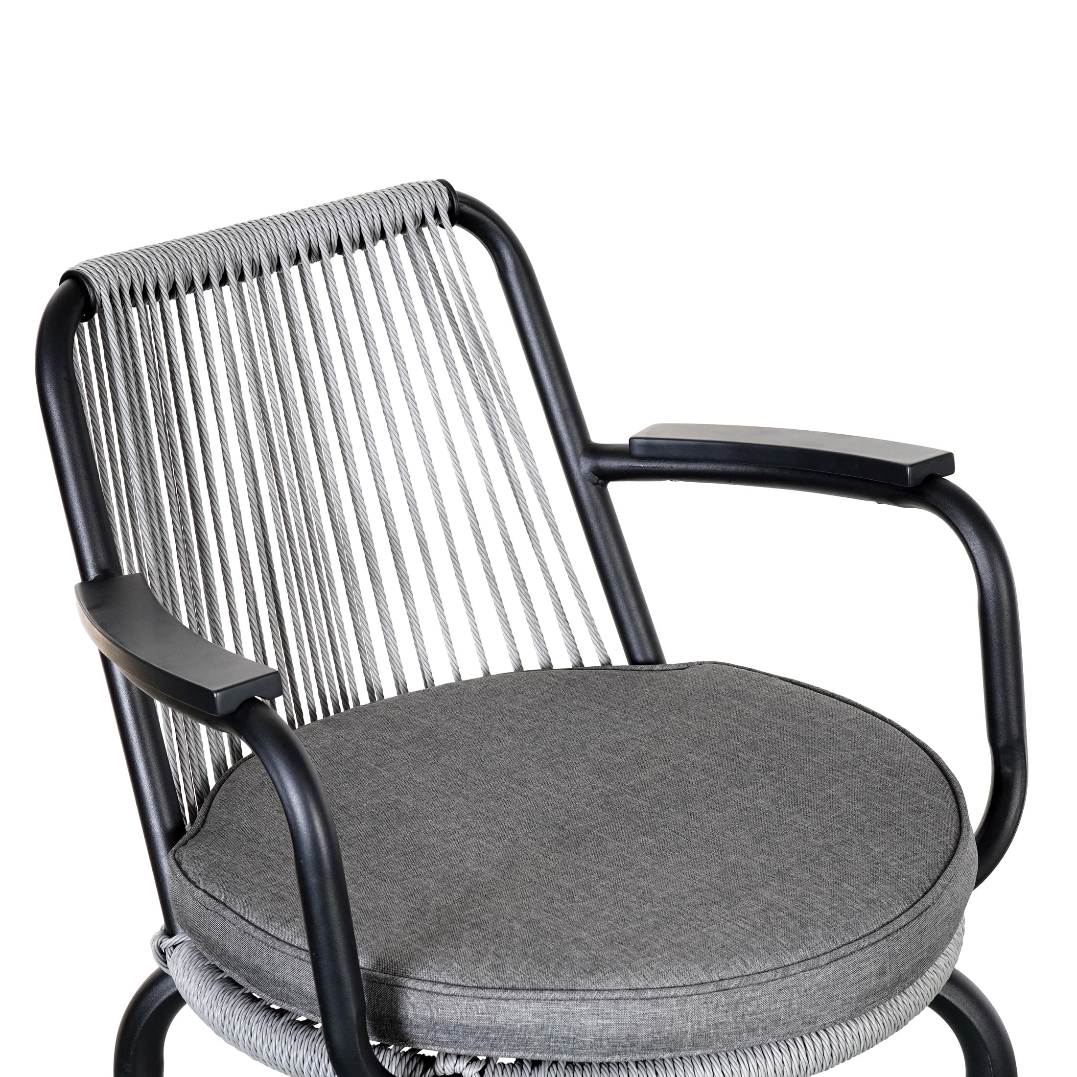 Lyric Modern 29" Outdoor Patio Bar Stools, Bar Chairs with Wood Grain Finish Frame with Hand-Woven PE Rattan Rope, Removable Cushions, Teak+Beige, Set of 2 - Image 14