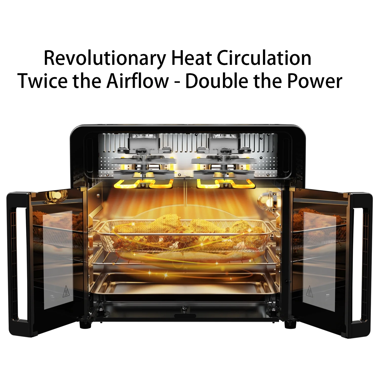 PwZzk 25.4QT Dual Zone Air Fryer Toaster Oven Combo, French Glass Door, XL Capacity, 100-430-F Temperature Range, 16 Preset Functions, LED Display, Dual Fan, 360- Heat Circulation, Rotisserie, Bake, - Image 5