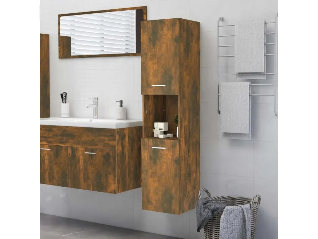 Armario de baño Prietocasa de ingeniería Prietocasa ahumado 30x30x130 cm