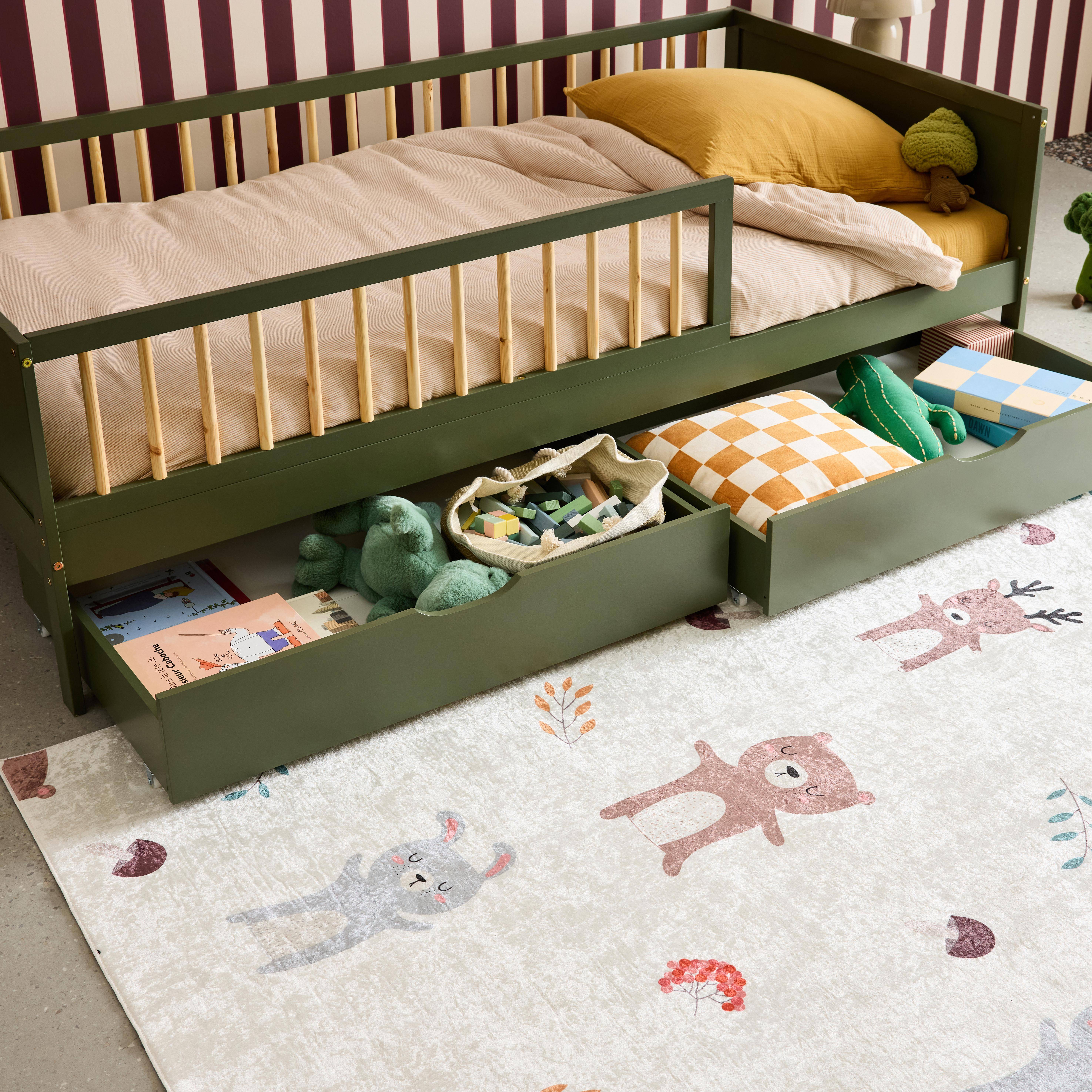 Cajón de almacenamiento para cama x2 - Cajón cama infantil madera de pino, set de 2