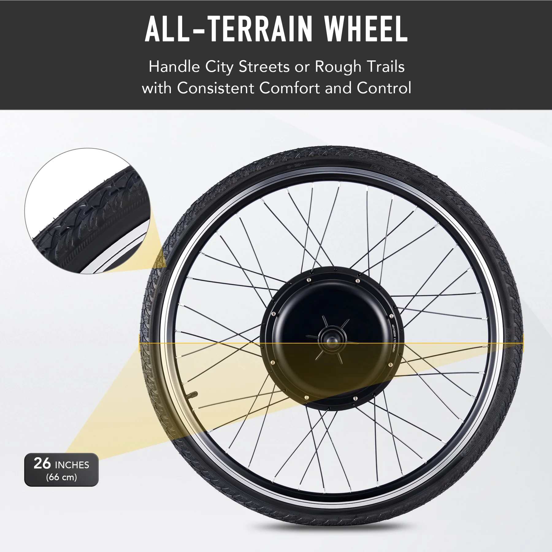 Viribus Electric Bike Conversion Kit 26" Rear Wheel 1000W Hub Motor LCD eBike DIY Set - Image 19