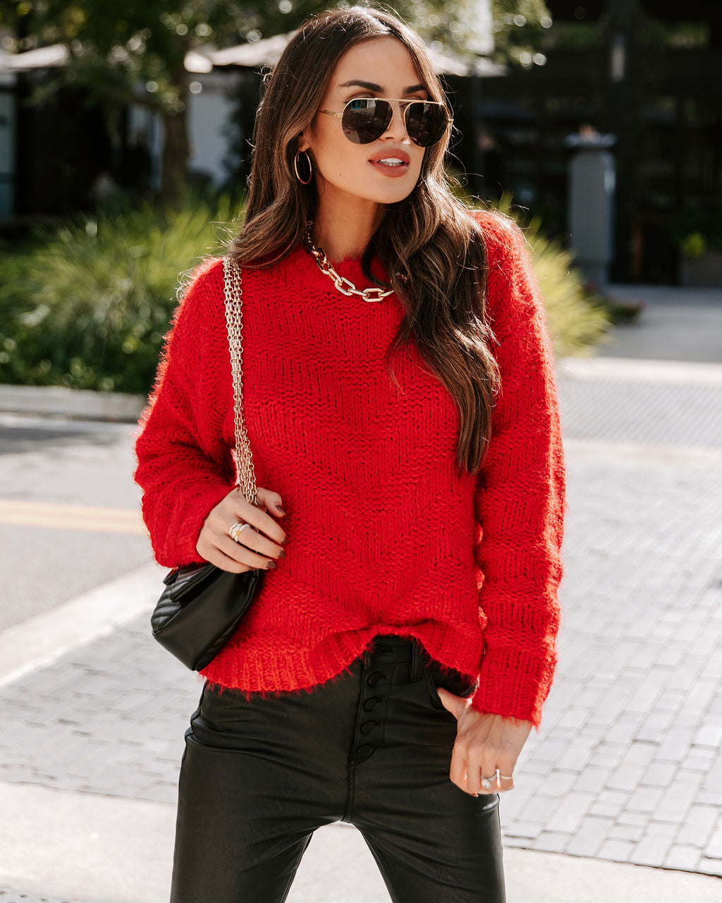 Doris Knit Pullover Sweater - Red - Se7enfashion