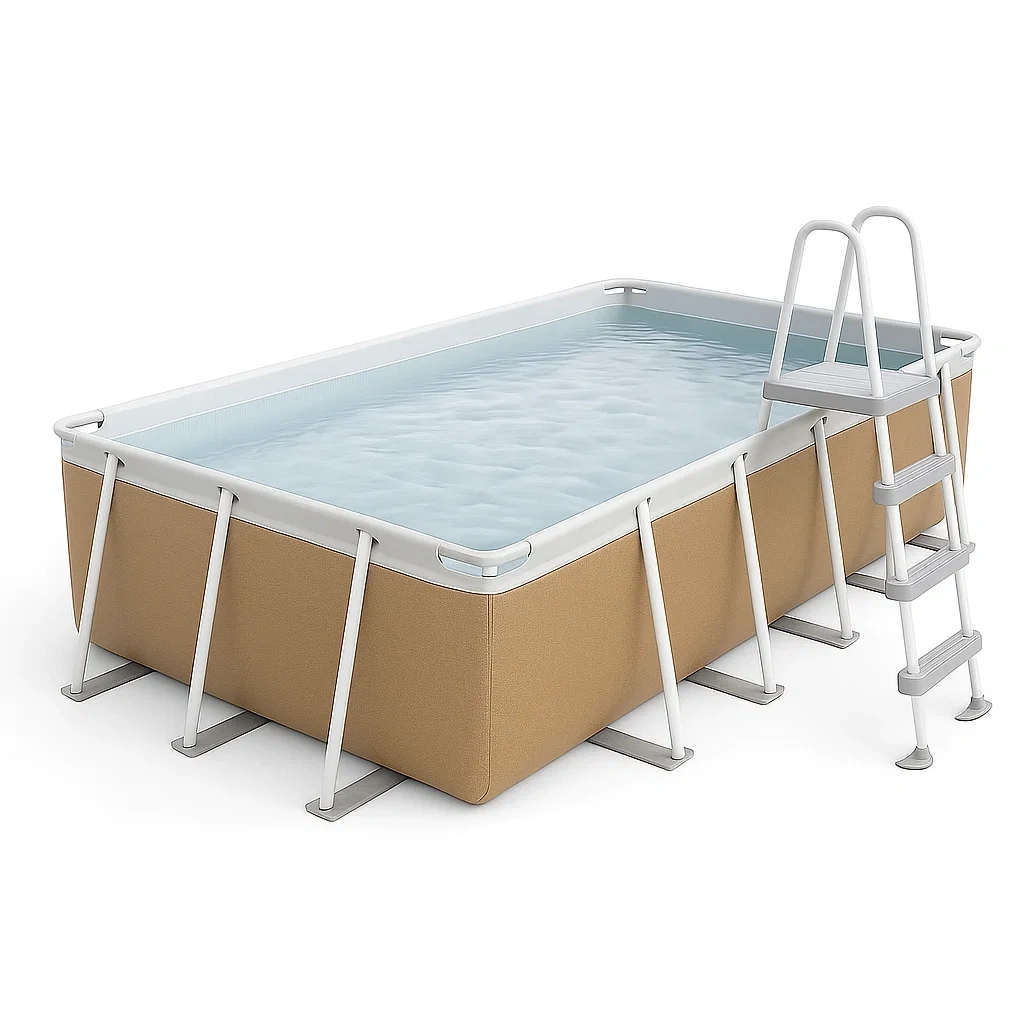 Piscina tubular rectangular desmontable 532x265x119 cm Beige con filtro y escalera loBROSf206bJ