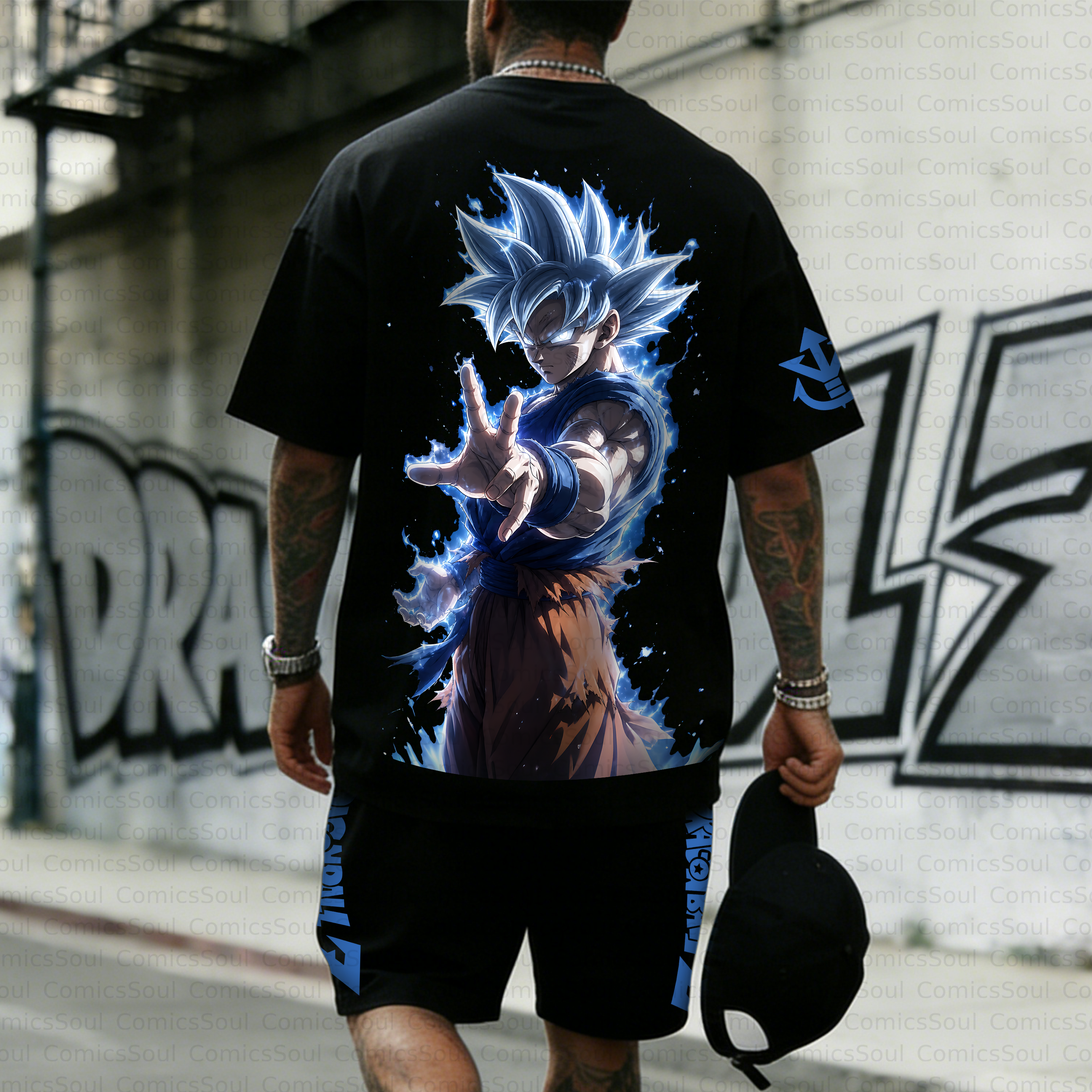 Unisex Anime Inspired Vintage T-shirt& Shorts 2 Pieces Set