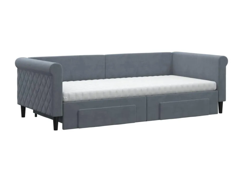 Sofá cama Alkifurniturees con cajones terciopelo gris oscuro 90x200 cm YIQN29521