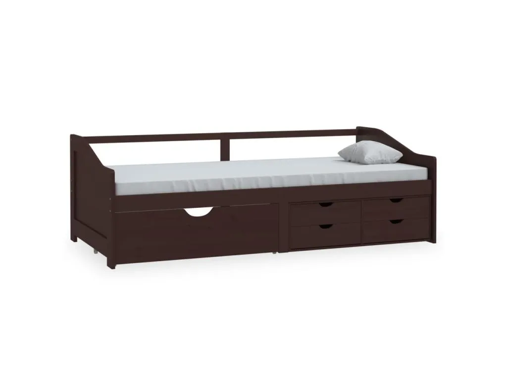 Sofá cama 3 plazas cajones Kavehomedeco macizo marrón oscuro 90x200 cm 44266UDZJ