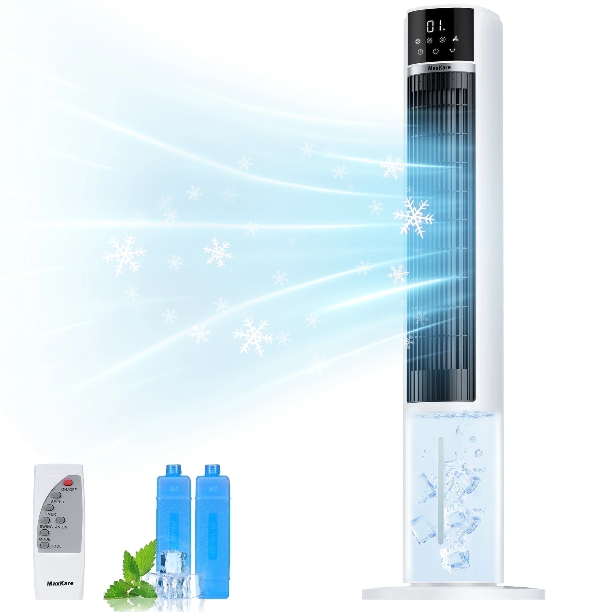 MaxKare 40" Evaporative Air Cooler, 3 Modes, 12H Timers, Oscillating Tower Fan White - Image 12