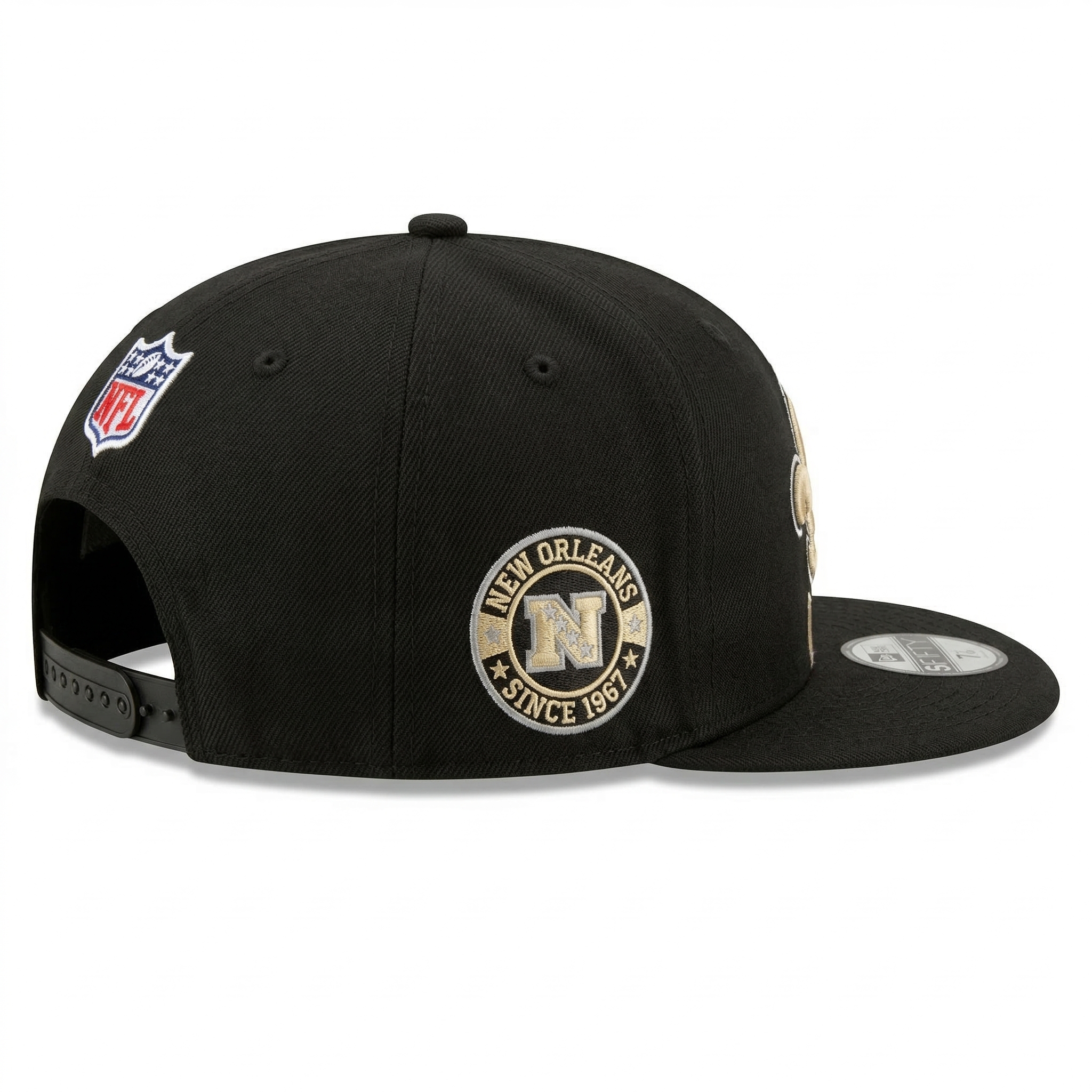 New Orleans Saints Classic Black Snapback Hat - Premium Embroidered Adjustable Flat Brim Cap by SEVEN HATS - SEVEN HATS