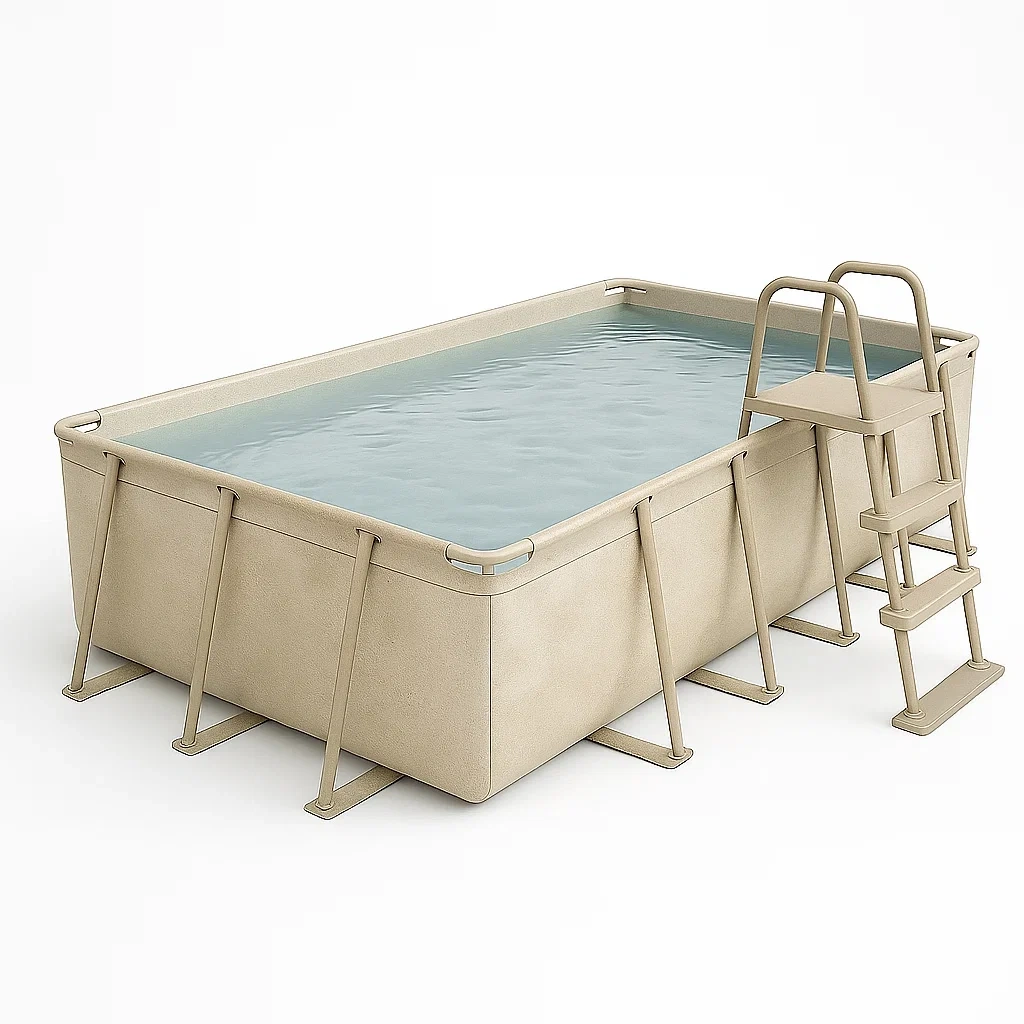 Piscina tubular rectangular 532x265x119 cm, color beige/blanco, con filtro y escalera fvJuouA197RS