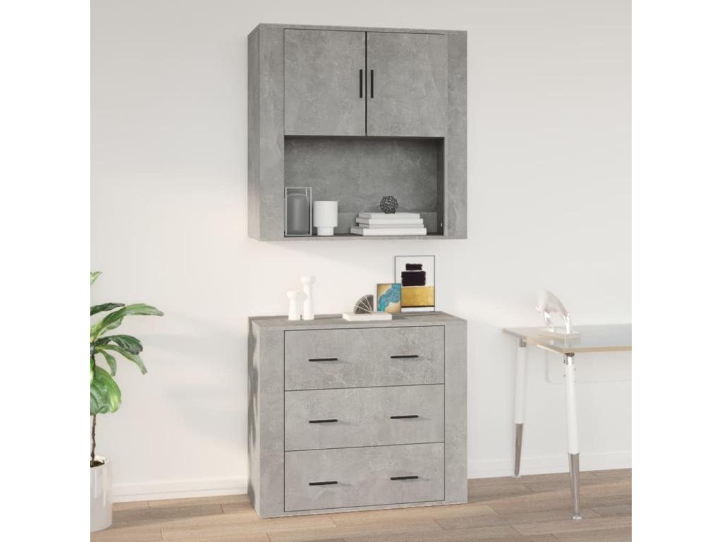 Armario de pared madera contrachapada gris hormigón 80x33x80 cm