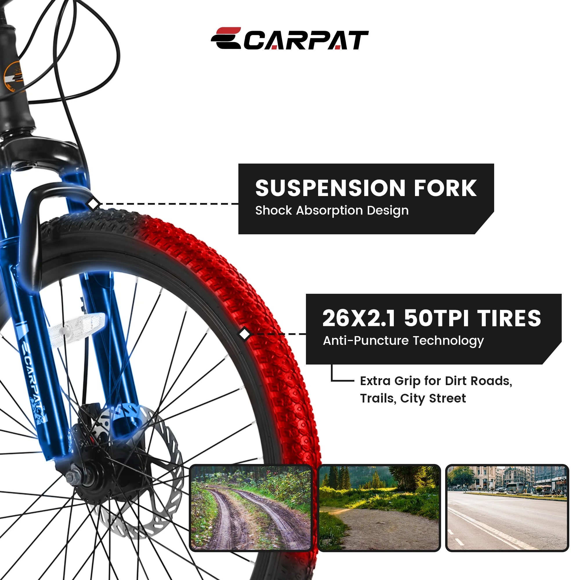 26 inch Mountain Bike for Men, Adult Mountain Bike with Shimano 21 Speed & Disc Brakes, Black Orange - Image 2