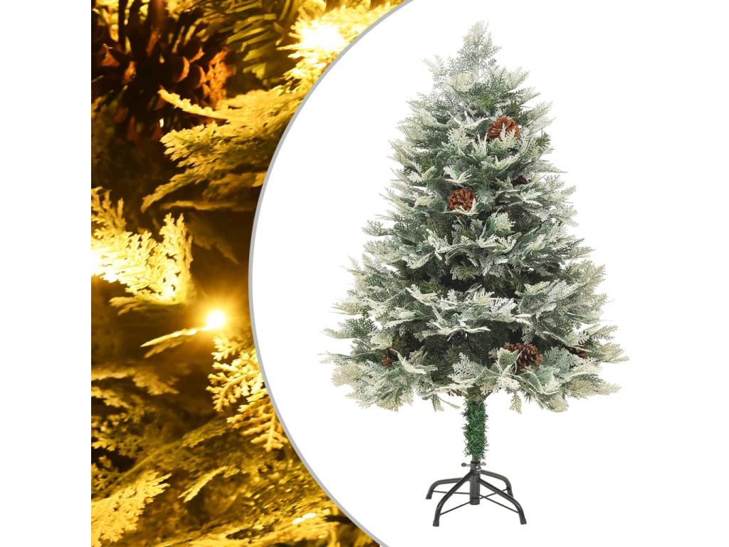 Árbol de Navidad con LED y piñas verde PVC y PE 120 cm