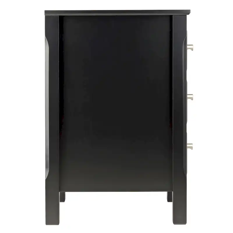 Elegant Black Wooden Nightstand with 3 Generous Storage Drawers - Dimensions: 15.75L x 15.75W x 23.63H