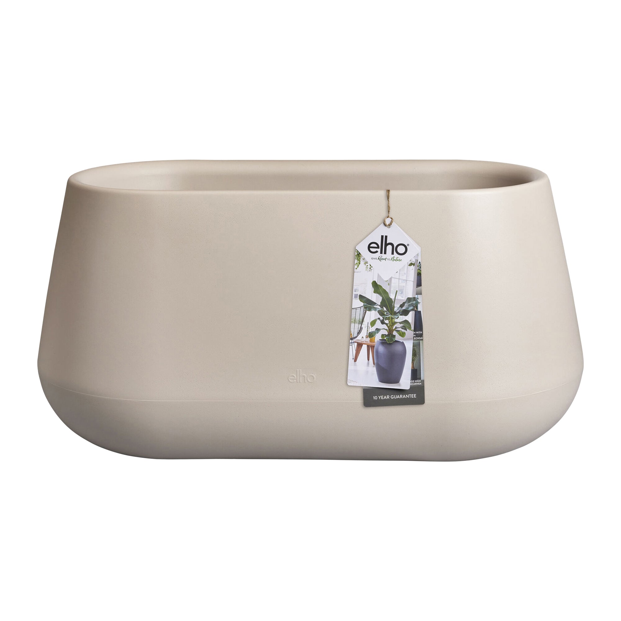 Elho Pure Cone Long Wheels 75 - Beige - L 74 x B x H 36 cm - Binnen en