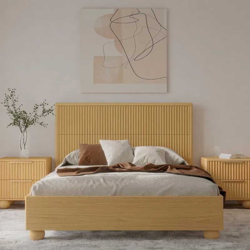 Modrest Winters Contemporary Natural Oak Bed