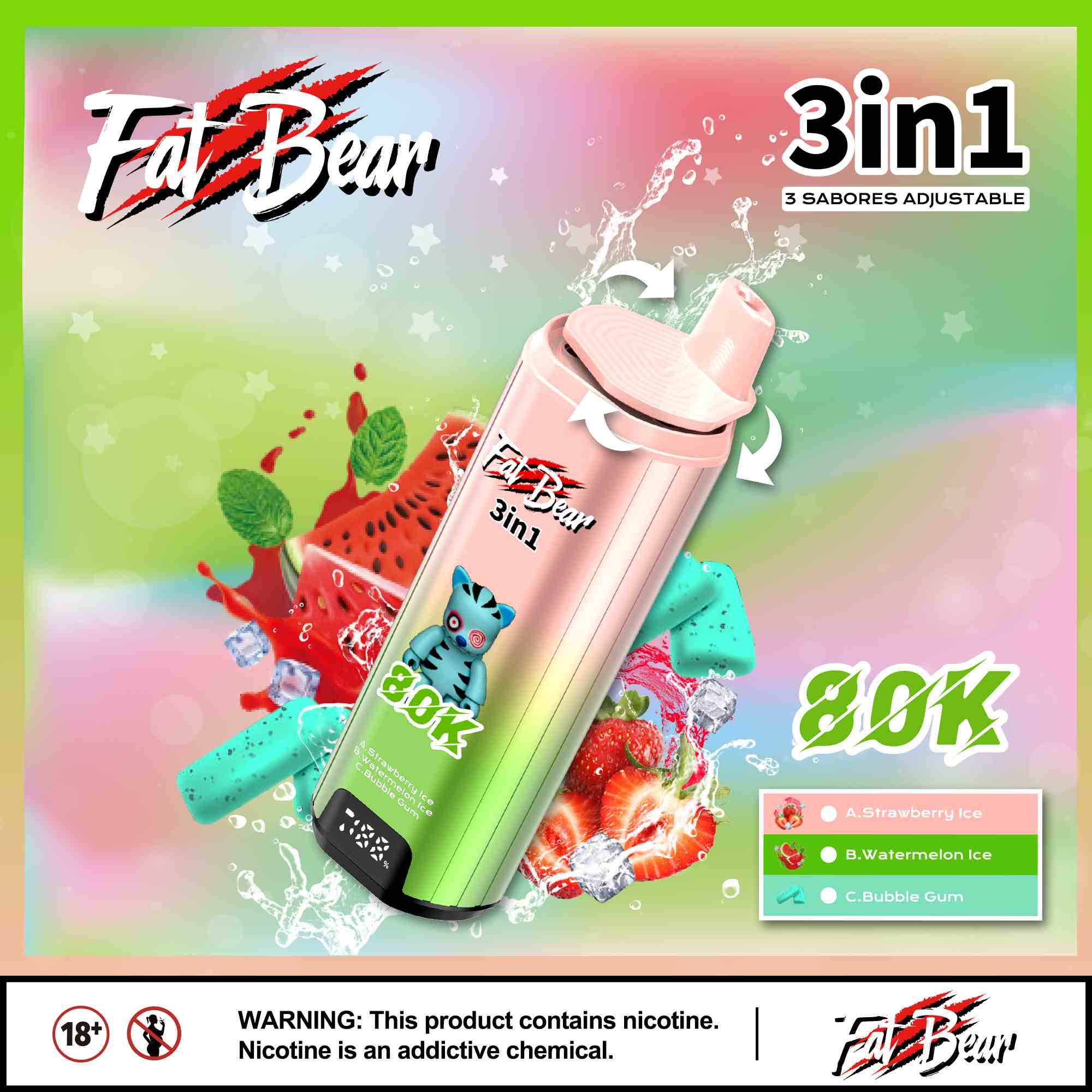 （50 pack）AIVONO AIM FATBEAR 80000 Puffs 3 in 1 Flavors Disposable Vape