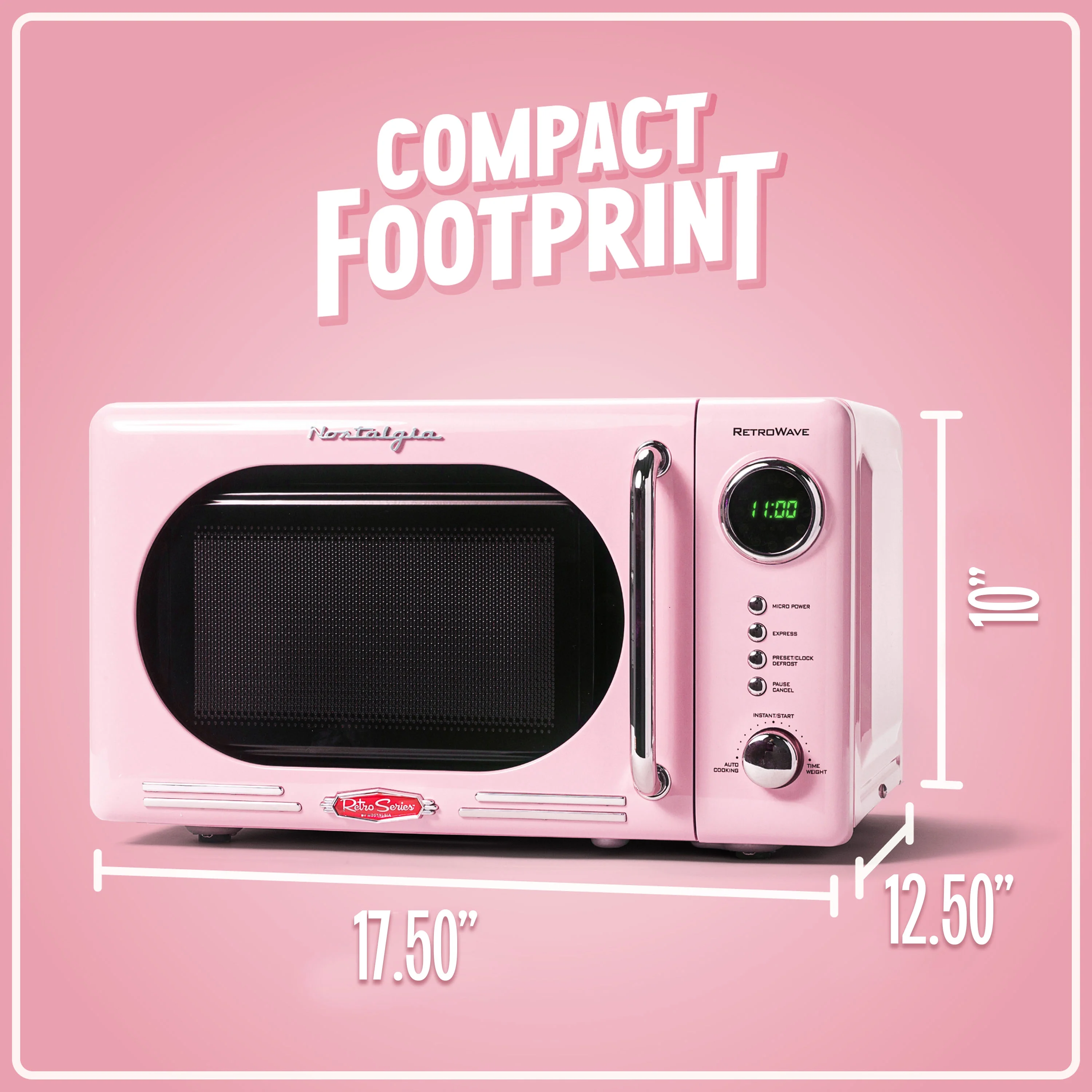 Nostalgia Retro Compact Countertop Microwave Oven - 0.7 Cu. Ft. - 700-Watts with LED Digital Display - Child Lock - Easy Clean Interior - Orange - Image 52