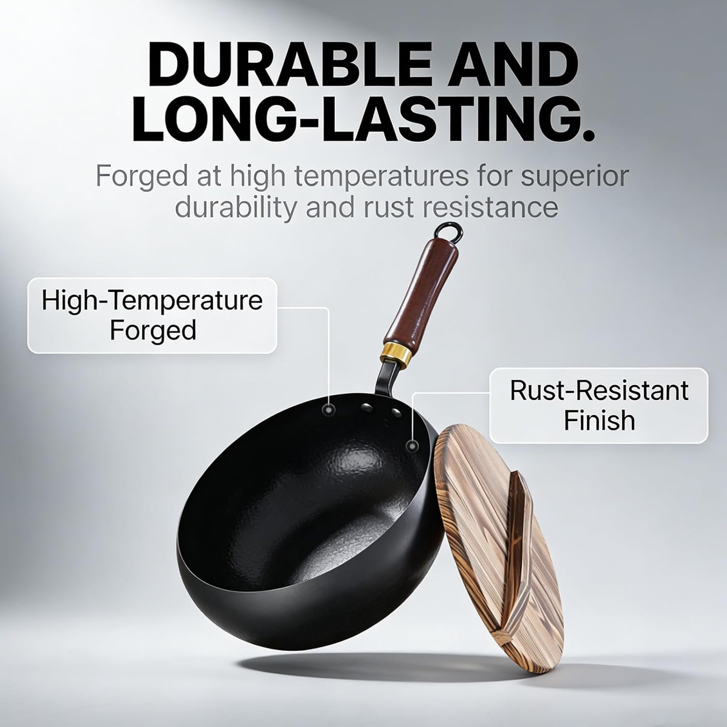Japanese Cast Iron Pan, 2026 Upgrade Uncoated Thick Iron Pot with Lid, Hand-Forged, Durable and Rust-Free for Kitchen Cooking Frying (Hammered Glass Lid,20cm/7.9'')