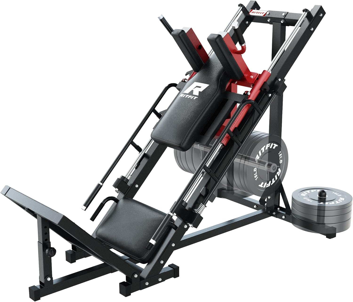 WAYFAIR RitFit Leg Press Hack Squat Machine, Professional Adjustable Leg Press Machine For Home Gym With Linear Bearing, Specialty Hack Squat Machine For Full Lower Body Workout With Weight Storage Posts, Red